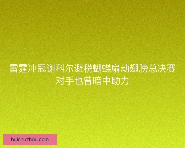 雷霆冲冠谢科尔避税蝴蝶扇动翅膀总决赛对手也曾暗中助力