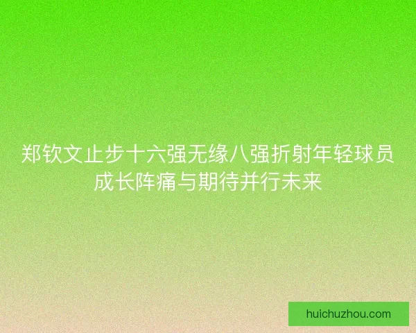 郑钦文止步十六强无缘八强折射年轻球员成长阵痛与期待并行未来