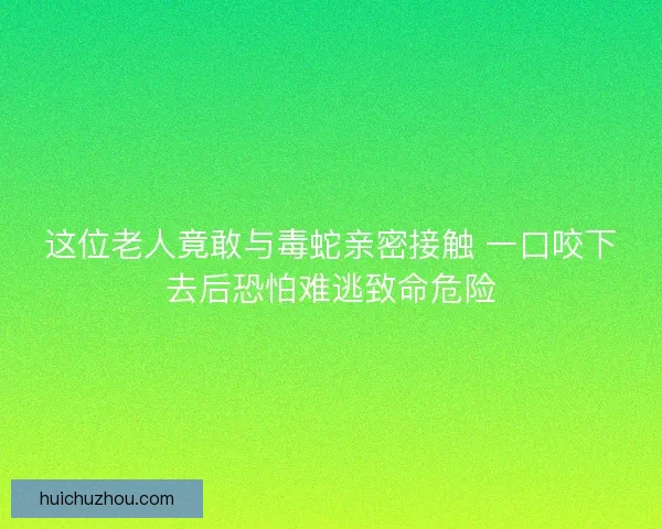 这位老人竟敢与毒蛇亲密接触 一口咬下去后恐怕难逃致命危险 这位老人竟敢与毒蛇亲密接触 一口咬下去后恐怕难逃致命危险